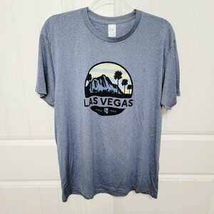 Pacific Mens Size Large Las Vegas Lightweight Polyester T-Shirt Blue NWOT